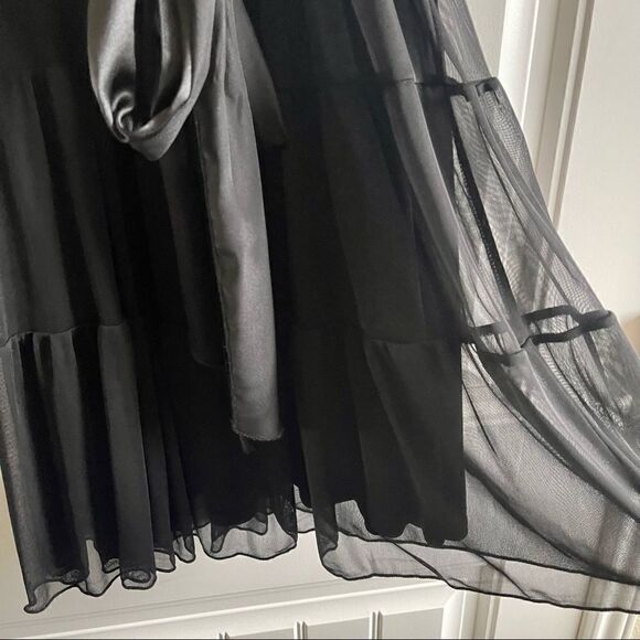 Love Reign Black Jewel Beaded Neckline Black Tie Holiday Party Midi Dress SZ S - Picture 9 of 9